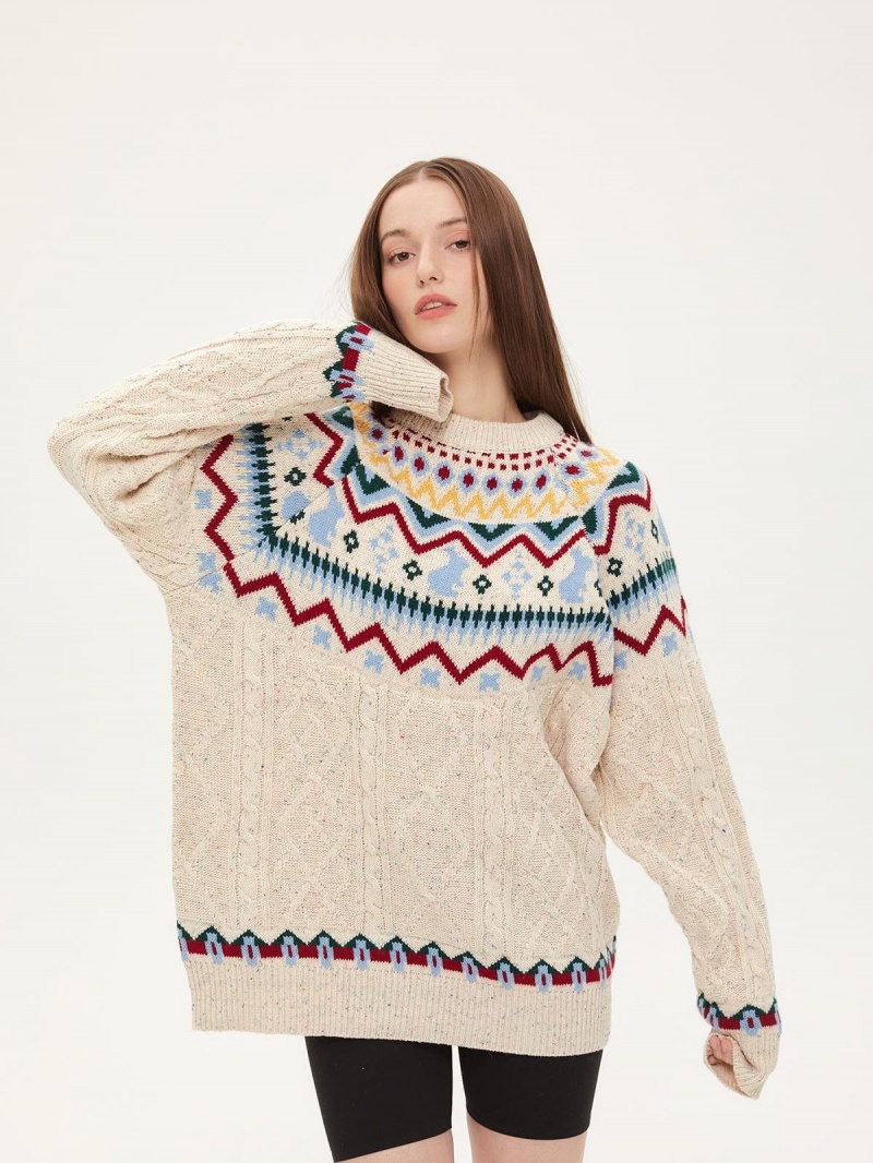 Chandails Aelfric Eden Fair Isle Tricoté Abricot | AWN-46197730